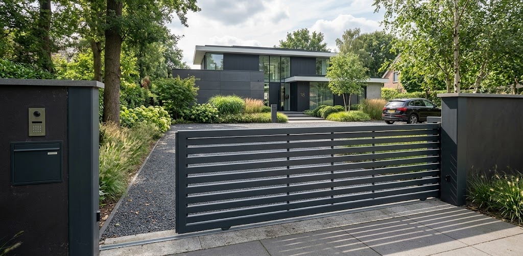 Geautomatiseerde poort en aluminium omheining